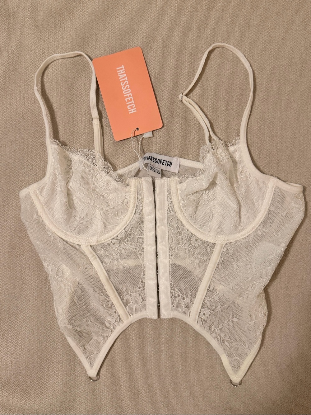 NWT Thatssofetch Spencer Bustier White Lace Corset Top XS/S Retail $35.99